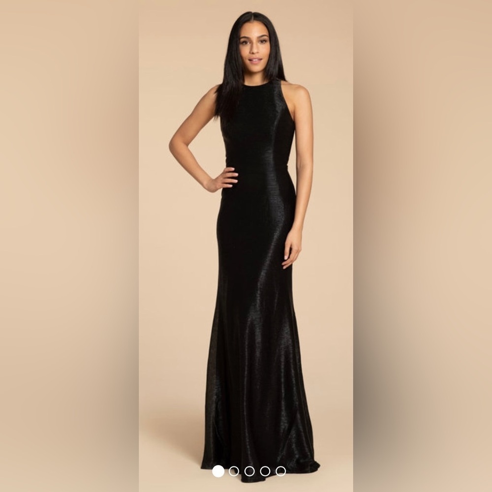 Hayley Paige Occasions Black Sleek Halter Mermaid Evening Gown